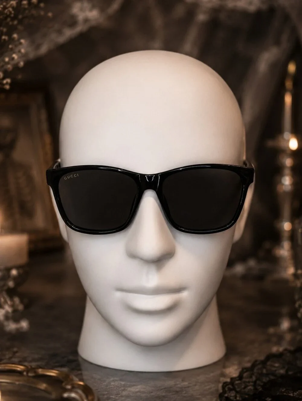 Gucci GG0746S Black Square Sunglasses Gold Logo Web Stripe Unisex Italy